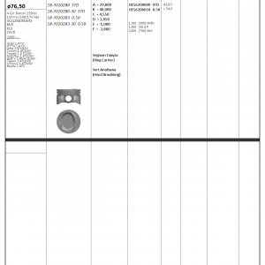 PİSTON SEGMAN STD 76.5mm (VW: GOLF-JETTA 1.4 TSI 06-) BLG BMY CAVA CAVD CKMA